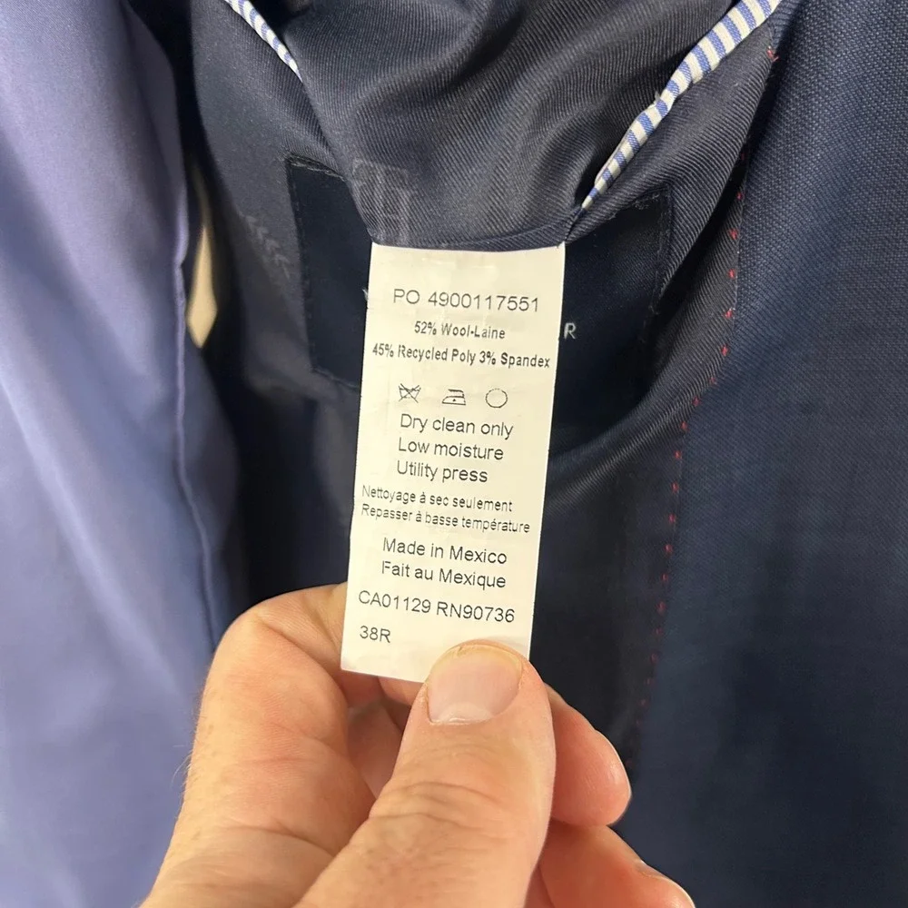 Tommy Hilfiger 38R Sport Coat Wool Blend Blue Two Button Lined Double Vented